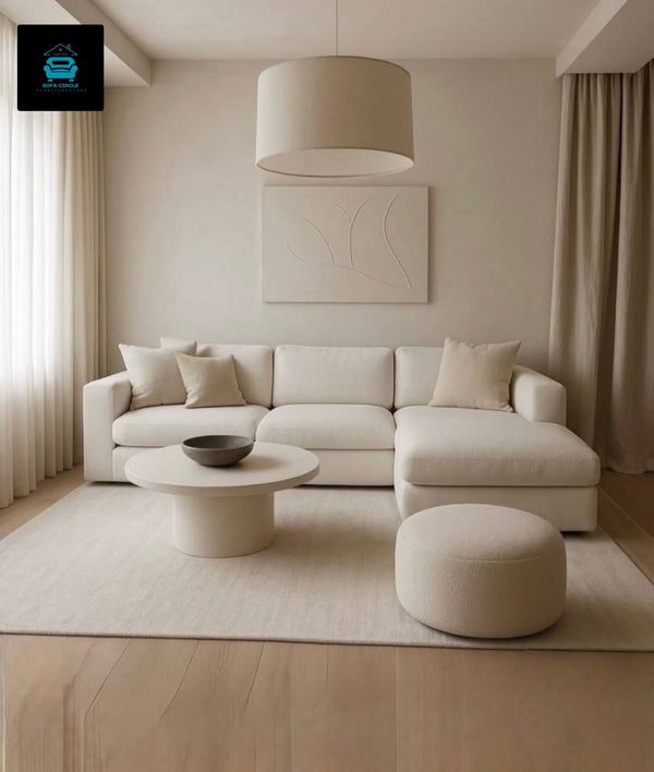 Alan L-Shape Right Hand Chaise with matching footstool