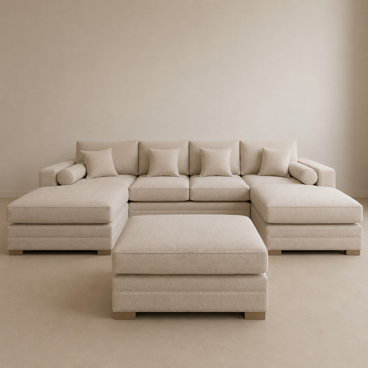 Alan U-Shape Sofa with matching footstool