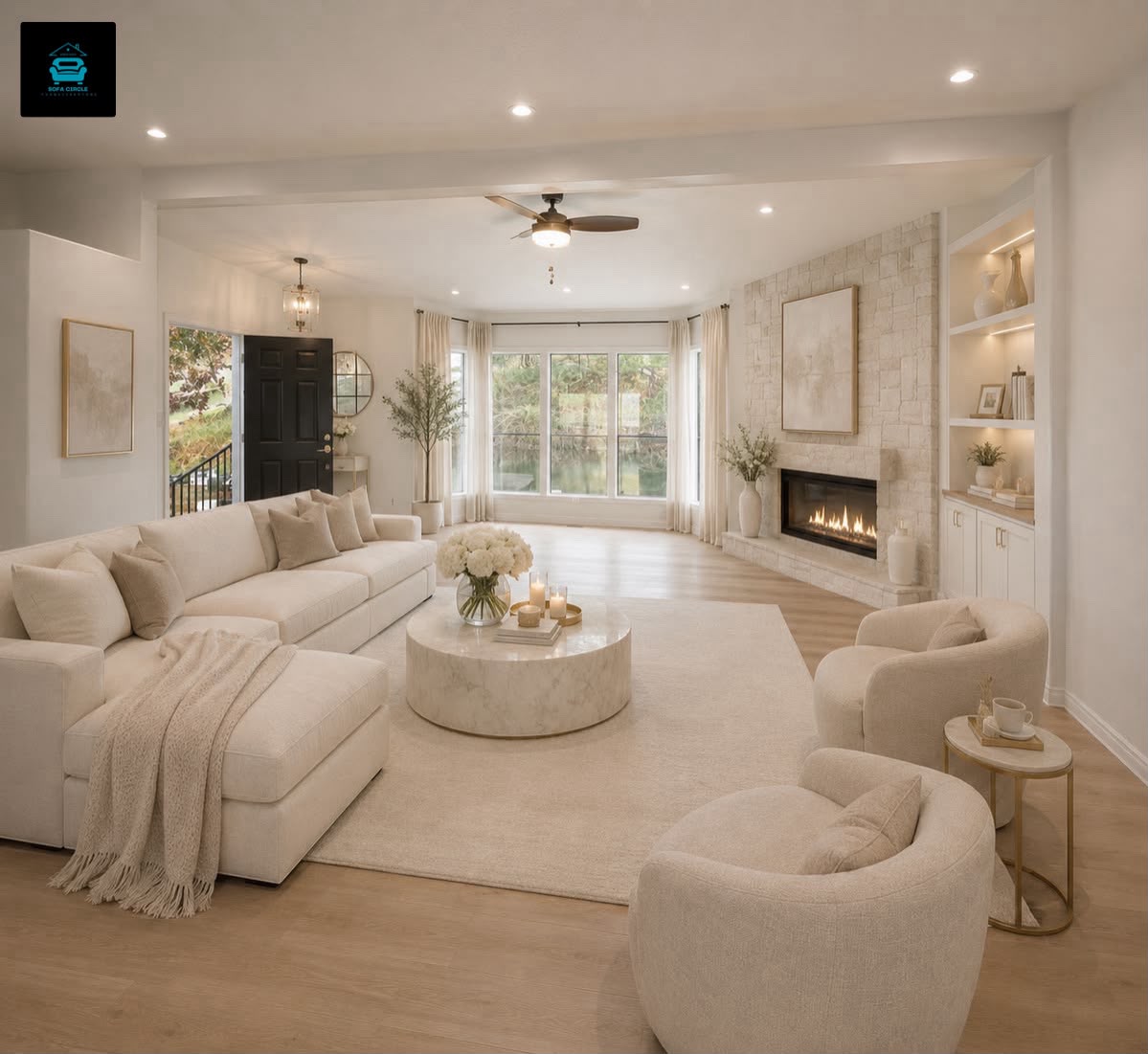 Alan L-Shape Sofa with 2 Matching Cuddle Chairs